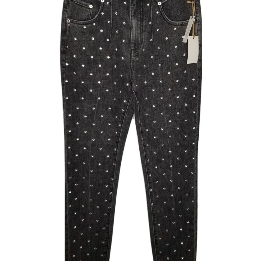 Anthropologie Black High Rise rhinestone Jeans